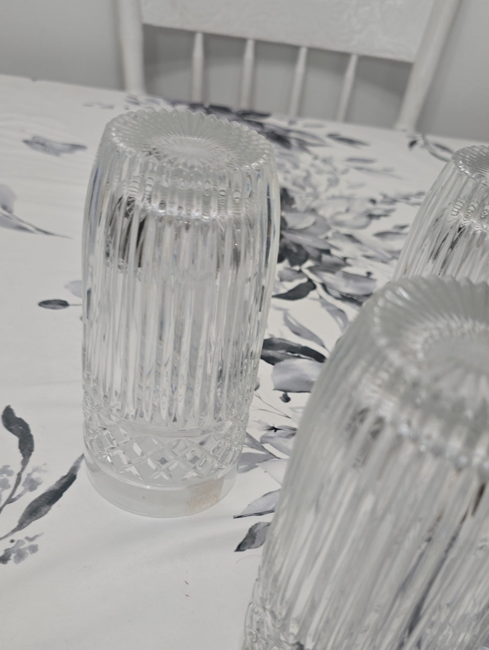Fifth Avenue LTD Set Of 3 Crystal High Ball Glasses Diamond Rib Czech Republic - Picture 13 of 15